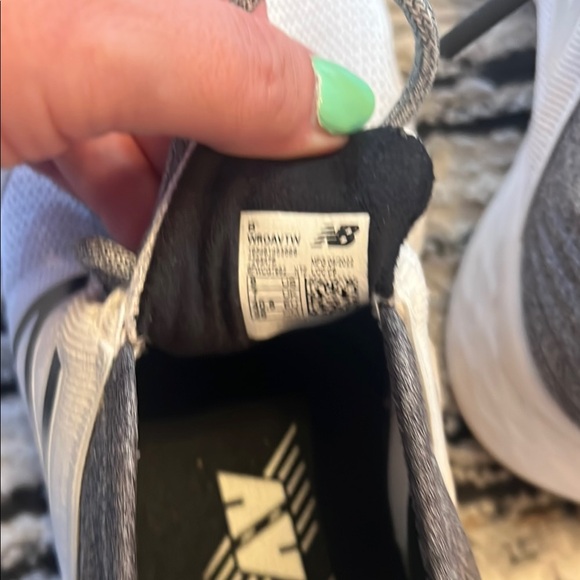 New Balance White and Dark Gray Athletic Shoes - Picture 5 of 7